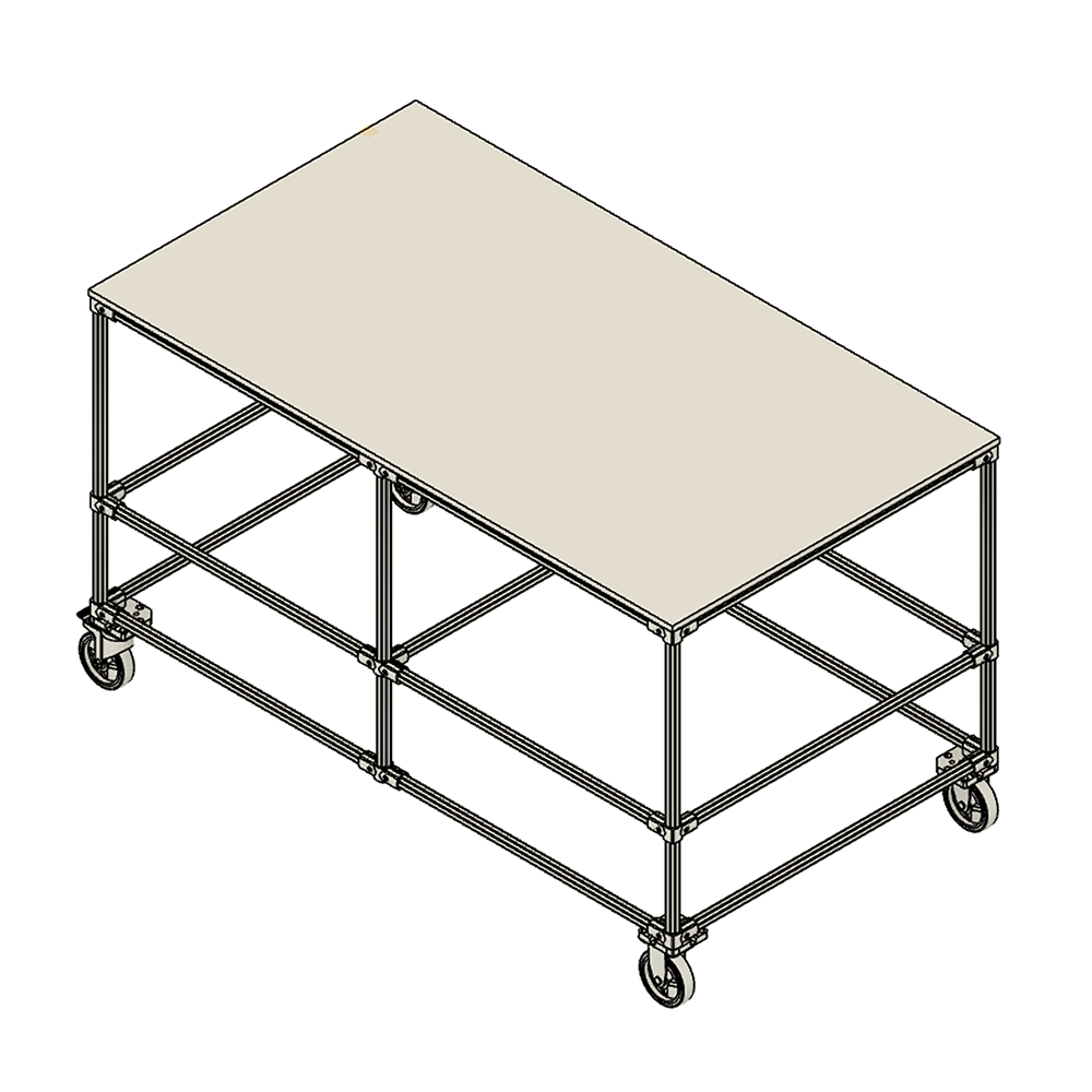 D28 Square Flat Flow Cart frame with plate casters 1 1000